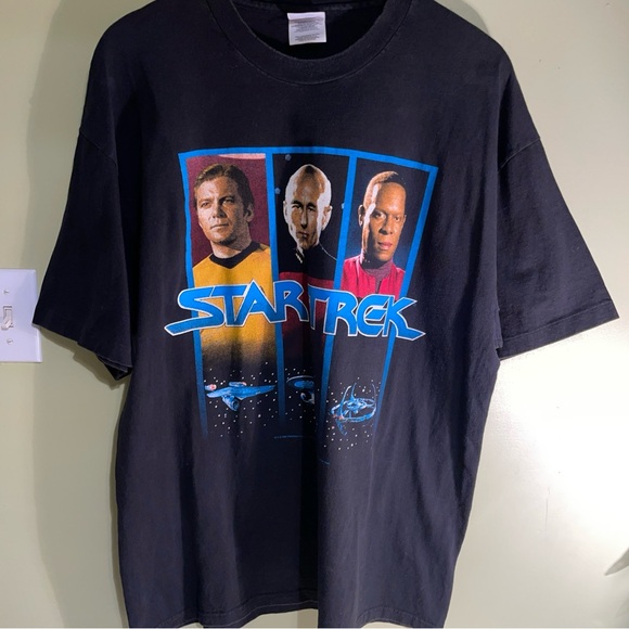 Hanes Black Star Trek Graphic Tee with Blue and Red Accents Sz XL - Picture 2 of 10